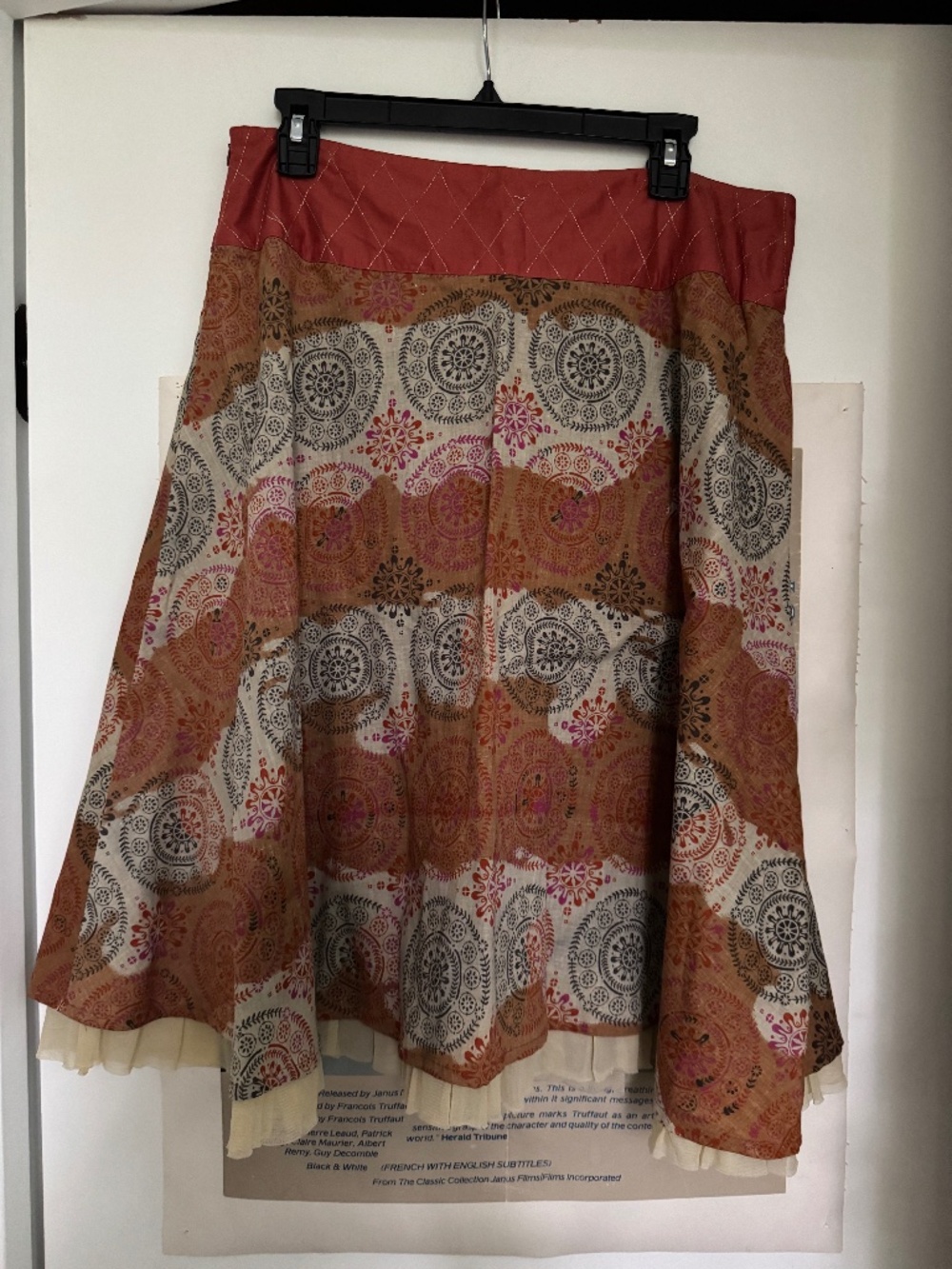 Vintage Y2K Twentyone Forever 21 Medallion Pleated Ruffle Midi Skirt L Boho